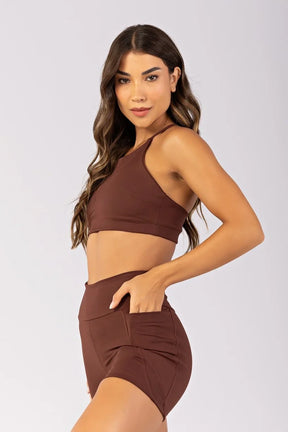 [CONJUNTO]  Top + Short com Bolsos e Recortes (Preto) | Ref: K4783-A