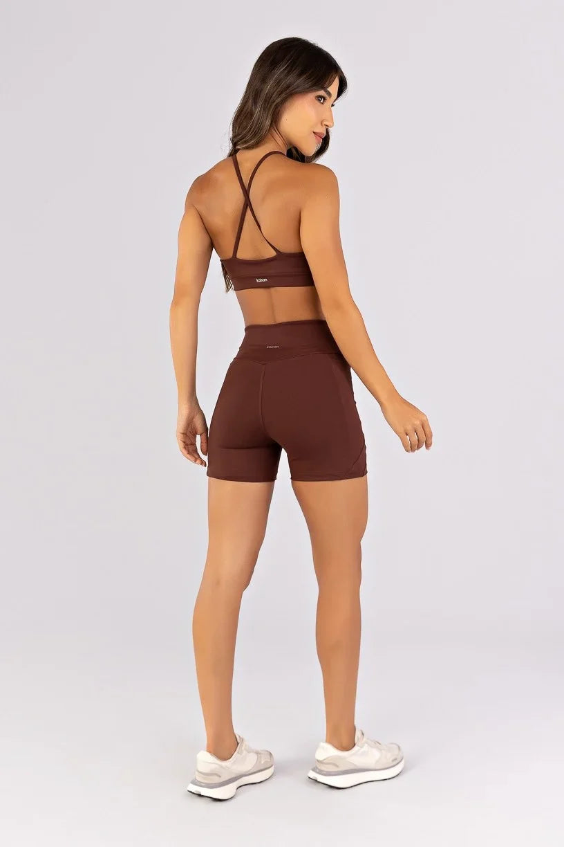 [CONJUNTO]  Top + Short com Bolsos e Recortes (Preto) | Ref: K4783-A