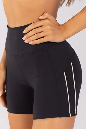 [CONJUNTO]  Top + Short com Recortes e Vivos Duplos (Preto / Off-White) | Ref: K4786-A