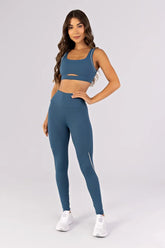 [CONJUNTO] Top + Calça Legging com Bolso no Cós e Vivos (Alquimia / Off-White) | Ref: K4794-B