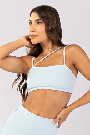 [CONJUNTO] Top + Calça Legging com Vivos sem Cós Aparente na Frente (Glacial) | Ref: K4800-A