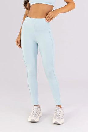 [CONJUNTO] Top + Calça Legging com Vivos sem Cós Aparente na Frente (Glacial) | Ref: K4800-A