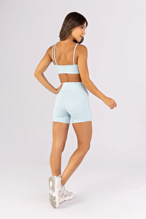 [CONJUNTO]  Top + Short com Vivos sem Cós Aparente na Frente (Glacial) | Ref: K4801-A