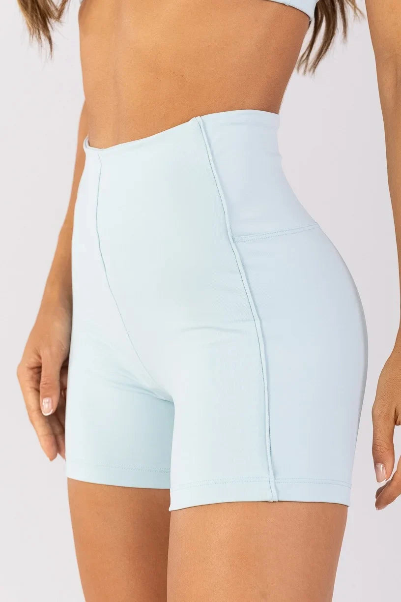 [CONJUNTO]  Top + Short com Vivos sem Cós Aparente na Frente (Glacial) | Ref: K4801-A