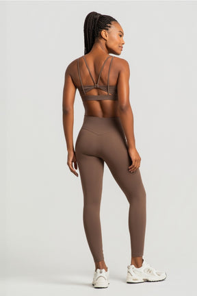 Calça Legging com Cós Transpassado e Bolsos (Capuccino) | Ref: K4360-F