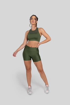 [CONJUNTO] - Top + Short com Franzido Bumbum Up (Verde Militar) | Ref: K2883-E