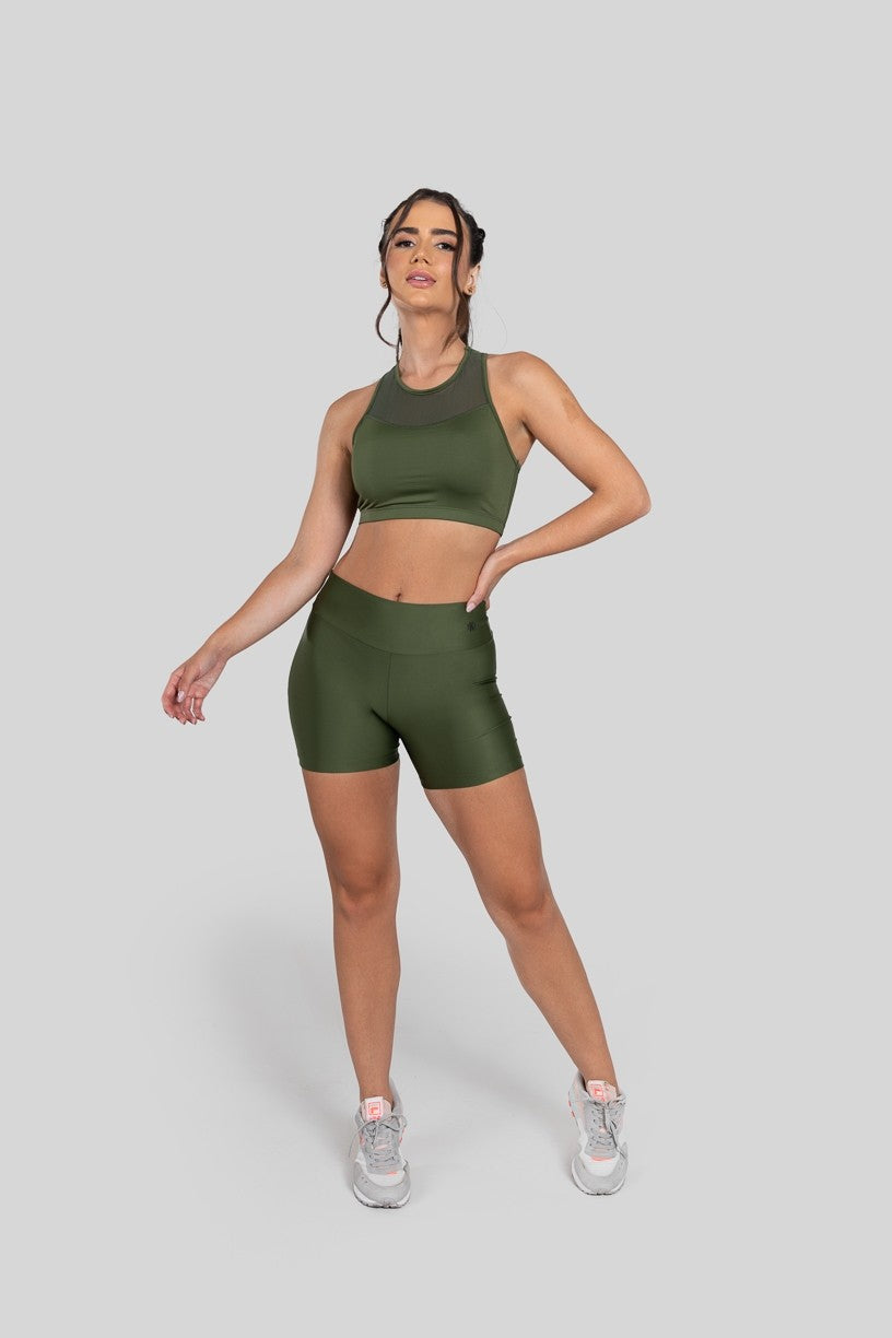 [CONJUNTO] - Top + Short com Franzido Bumbum Up (Verde Militar) | Ref: K2883-E