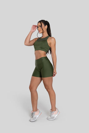 [CONJUNTO] - Top + Short com Franzido Bumbum Up (Verde Militar) | Ref: K2883-E