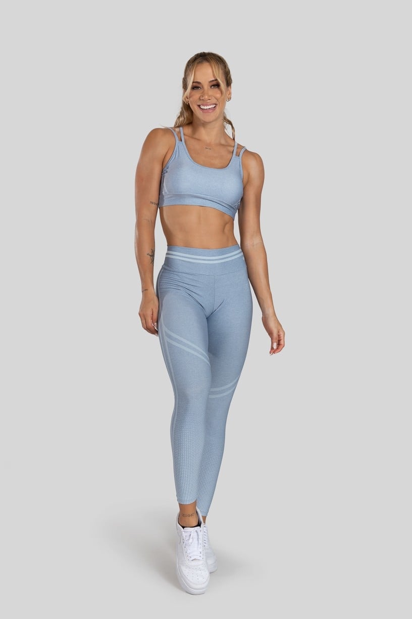[CONJUNTO] - Top + Calça Legging com Cós Duplo Estampa Digital (Blue Transition) | Ref: K3116-A