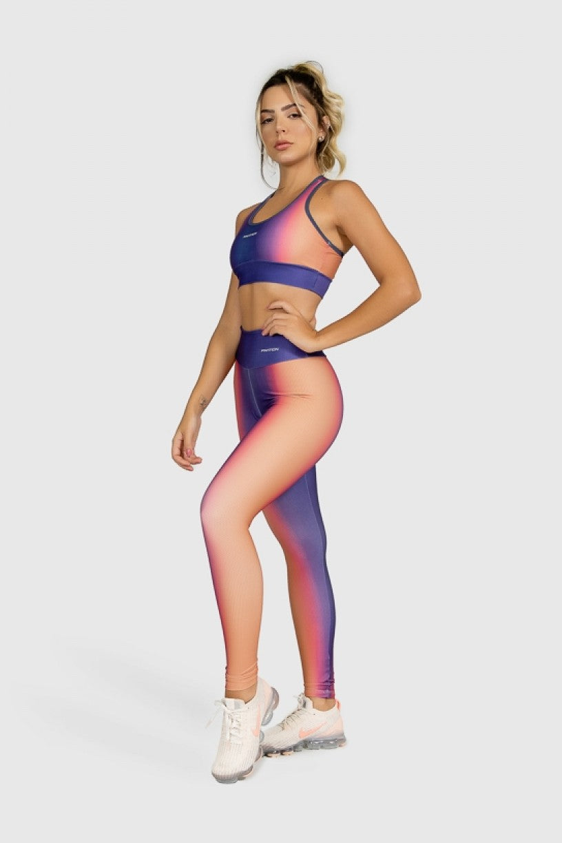 [CONJUNTO] - Top + Calça Legging Fitness Estampa Digital Orange Boreal | Ref: GO381