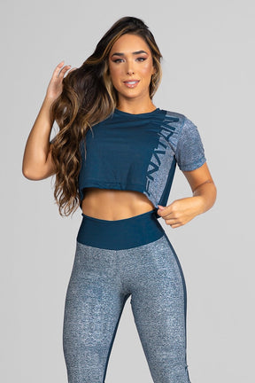 [CONJUNTO] - Calça Legging + Cropped Fitness Soltinho Estampa Digital Double Merge | Ref: GO196