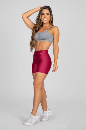 [CONJUNTO] - Top (Cinza) + Short com Franzido Bumbum Up (Vinho) | Ref: K2883-F
