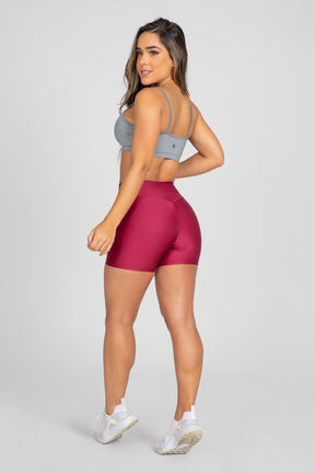 [CONJUNTO] - Top (Cinza) + Short com Franzido Bumbum Up (Vinho) | Ref: K2883-F