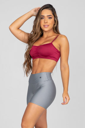 [CONJUNTO] - Top (Vinho) + Short com Franzido Bumbum Up (Cinza) | Ref: K2883-B