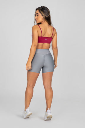 [CONJUNTO] - Top (Vinho) + Short com Franzido Bumbum Up (Cinza) | Ref: K2883-B