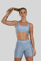 [CONJUNTO] - Top + Short com Cós Duplo Meia Coxa Estampa Digital (Blue Transition) | Ref: K3170-A