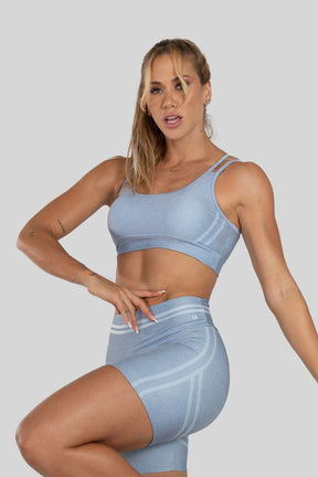 [CONJUNTO] - Short + Top de Alcinha Dupla Estampa Digital (Blue Transition) | Ref: K3136-A